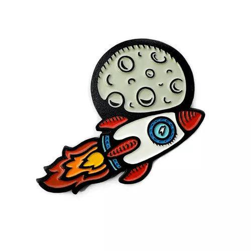Эмалевая булавка To The Moon Rocketship — фото 2