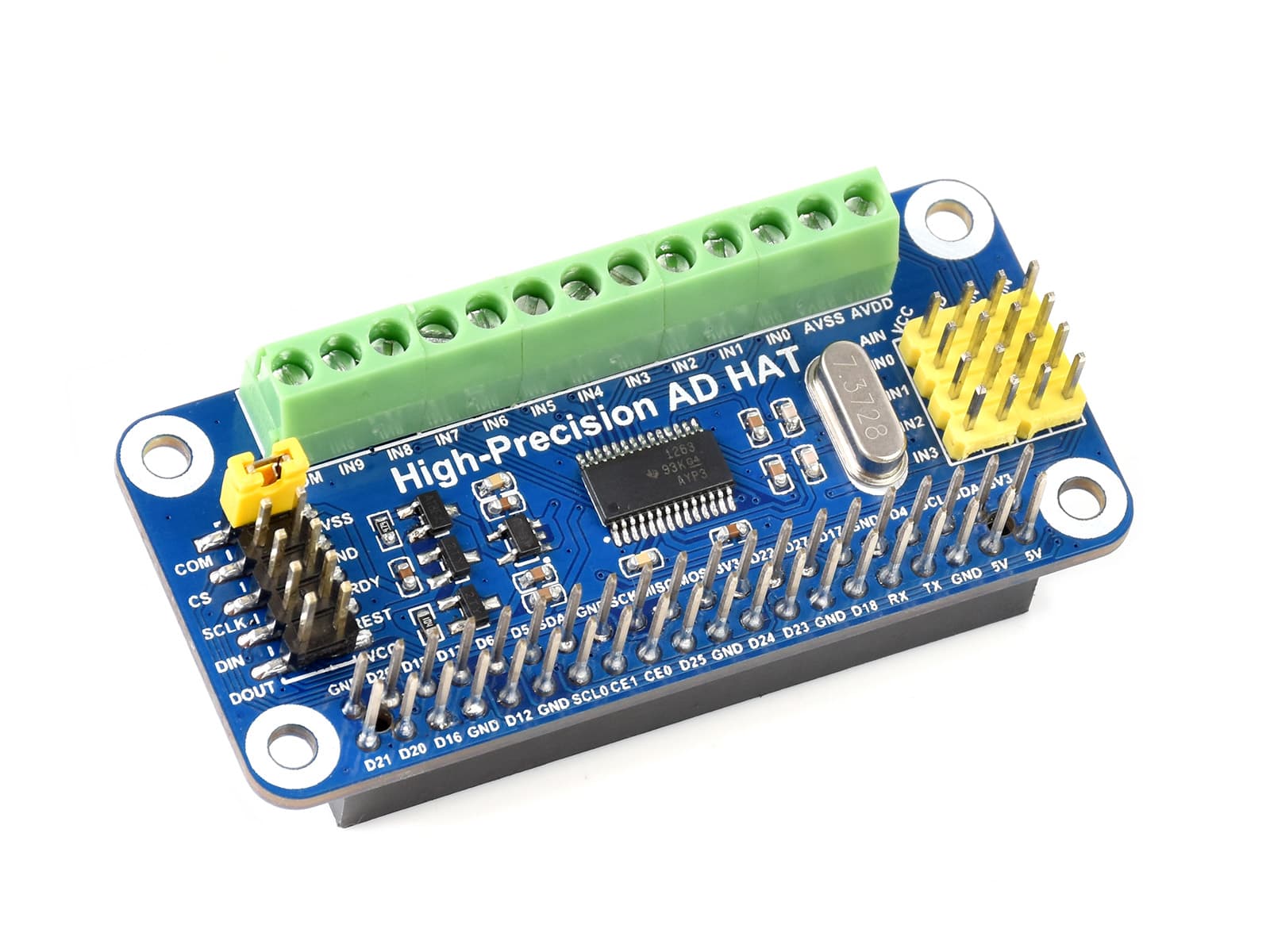 Высокоточный AD HAT для Raspberry Pi, ADS1263 10-канальный 32-битный АЦП — фото 2