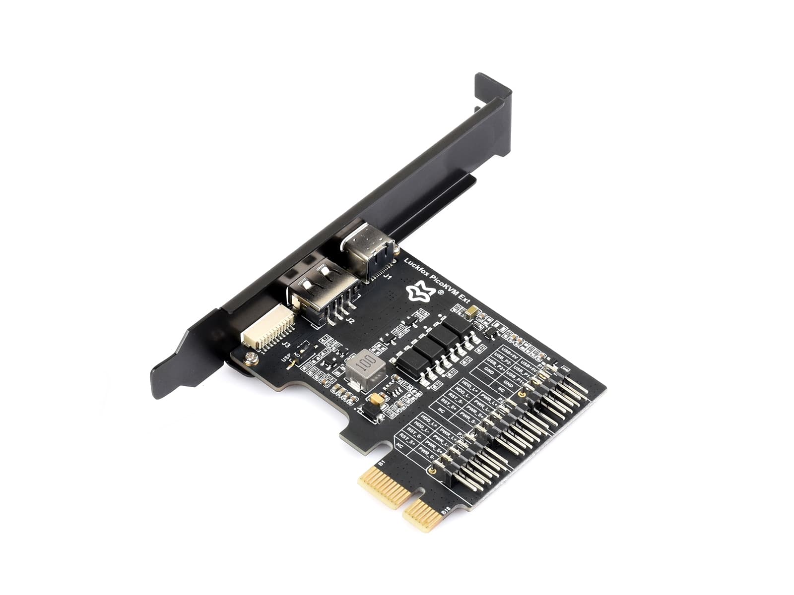 Плата расширения Luckfox PicoKVM Ext, совместимая со слотами PCIe ×1 / ×4 / ×8 / ×16, адаптирующая USB-порты материнской платы, работает с Luckfox PicoKVM для удаленного управления питанием — фото 2