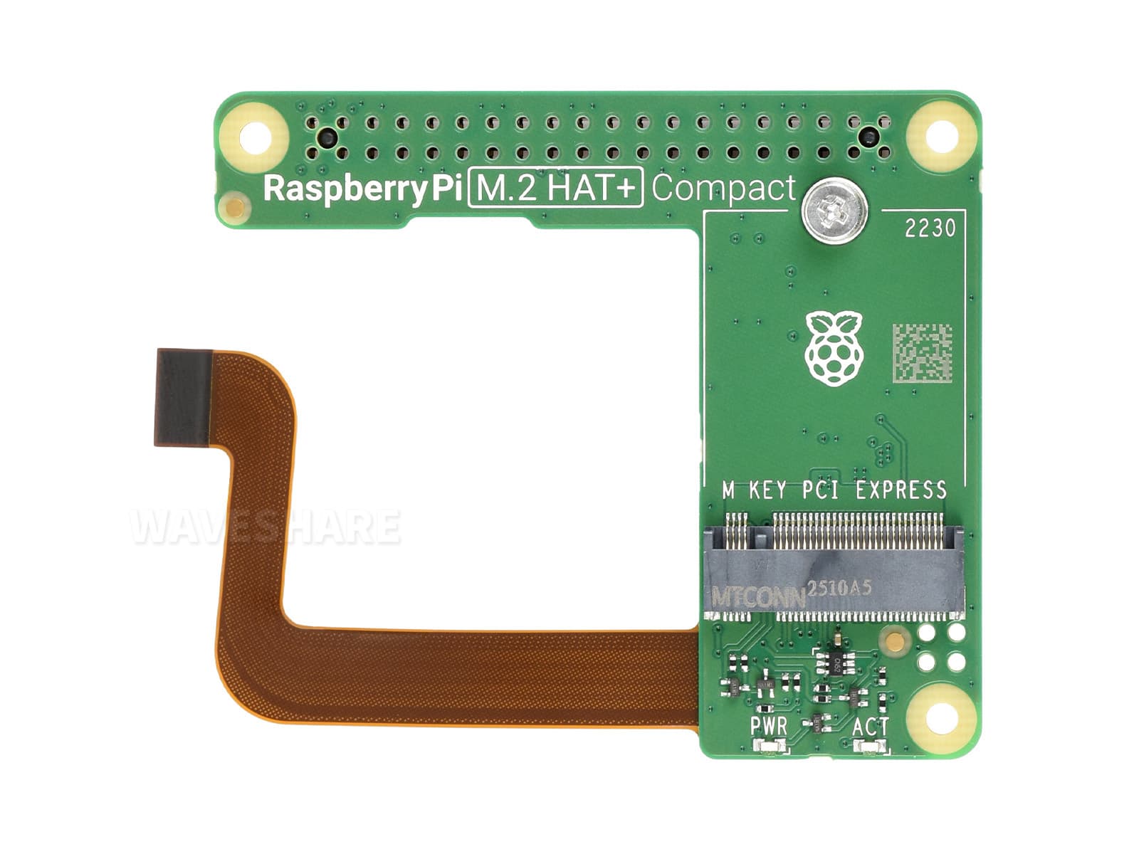 Официальный Raspberry Pi M.2 HAT+ Compact, разработан для Raspberry Pi 5, стандарт HAT+, поддерживает протокол NVMe Твердотельный накопитель M.2 с форм-фактором 2230, подходит для использования с корпусом Raspberry Pi — фото 2