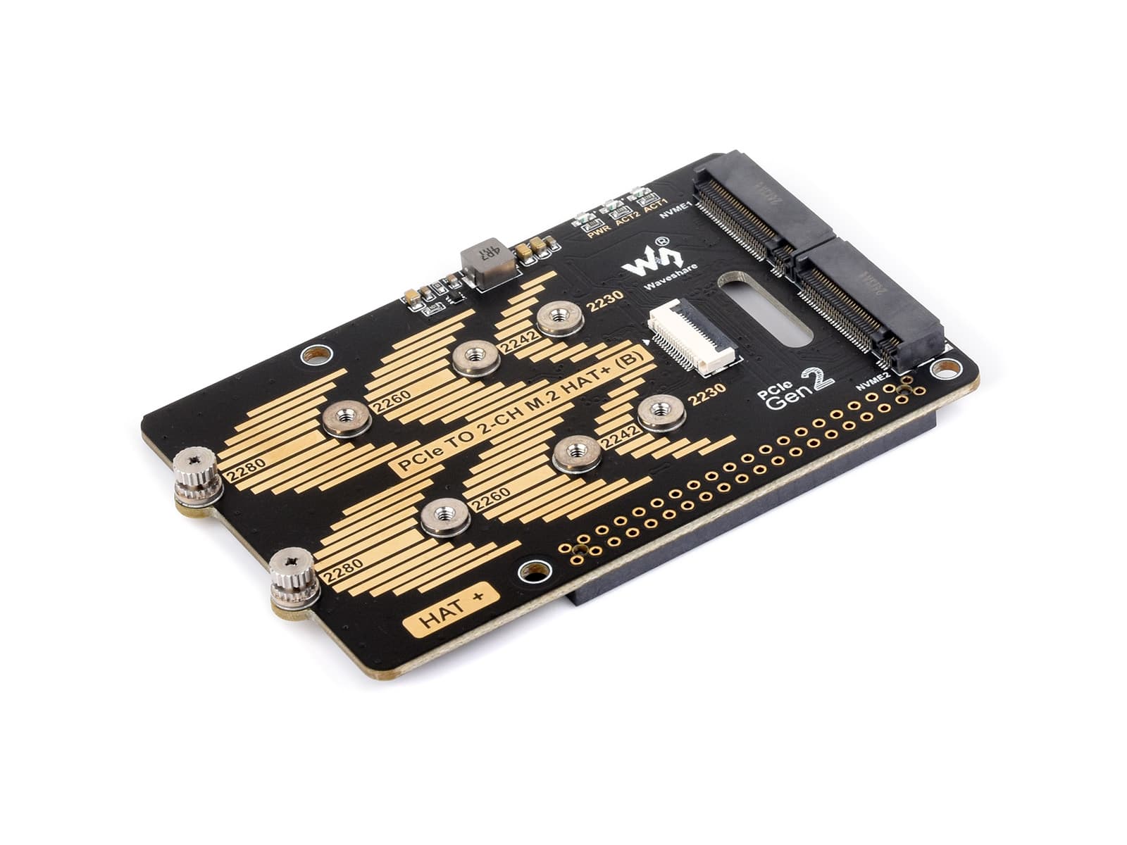 Адаптер PCIe к 2-канальному адаптеру M.2 типа B для Raspberry Pi 5, совместимый с SSD-накопителем M.2 протокола NVMe размера 2280/2260/2242/2230, шляпой NVMe Raspberry Pi 5 — фото 2
