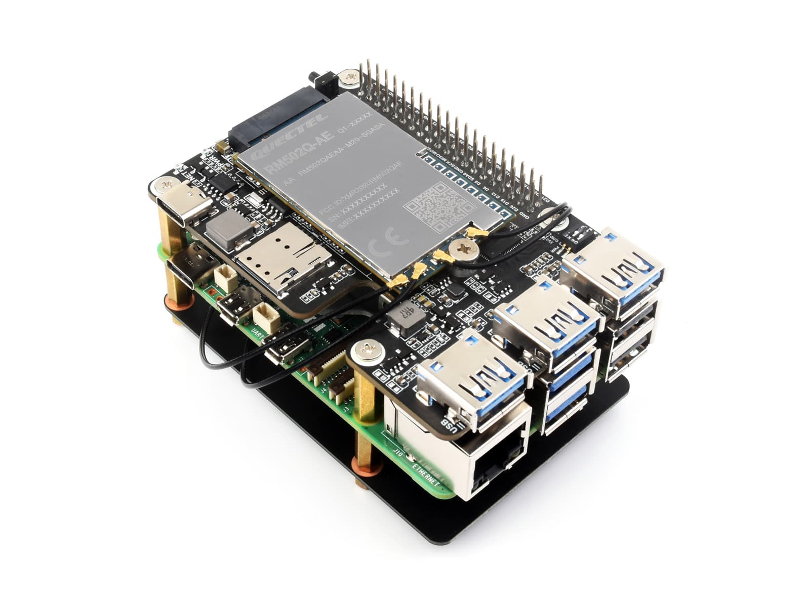Шляпка PCIe для M.2 4G/5G и USB 3.2 для Raspberry Pi 5, совместимость с модулями SIMCom/Quectel 4G/5G, шляпа Raspberry Pi 5, высокоскоростная сеть
Шляпа — фото 2