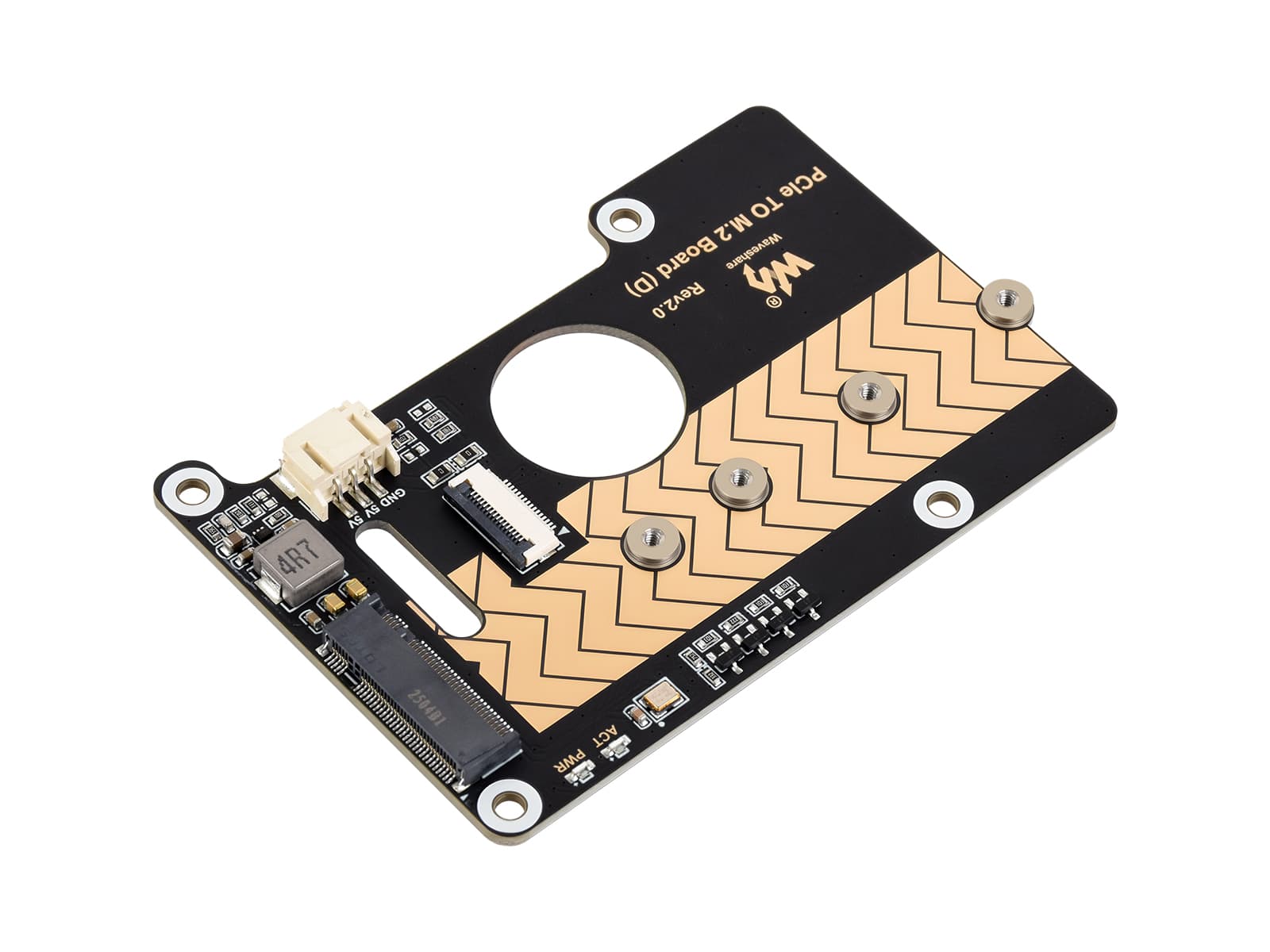 Плата адаптера PCIe к M.2 (D) для Raspberry Pi 5, совместимая с SSD-накопителями M.2 протокола NVMe размера 2280/2260/2260/2230, Raspberry Pi 5 NVMe — фото 2