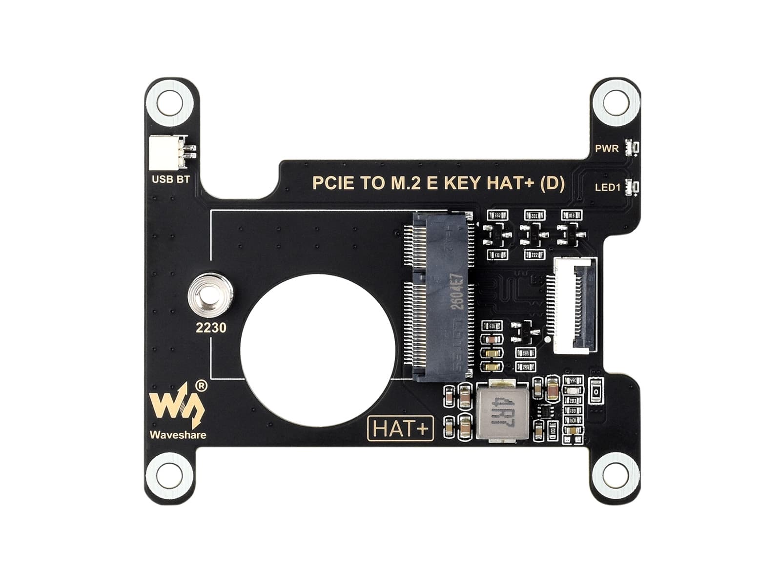 PCIe To M.2 E KEY HAT (D) для Raspberry Pi 5, совместим с различными беспроводными сетевыми картами NGFF (M.2 E KEY), поддерживает соединение USB Bluetooth
Плата расширения модуля — фото 2
