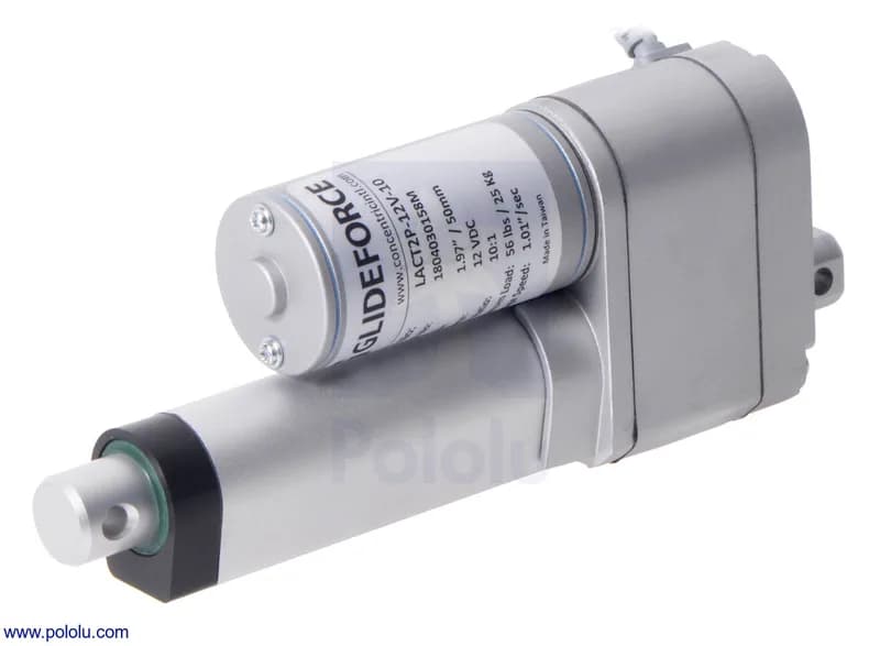 Glideforce LACT2P-12V-05 Легкий линейный привод с обратной связью: 15 кгс, ход 2 дюйма (полезный 1,97 дюйма), 1,7 дюйма/с, 12 В
