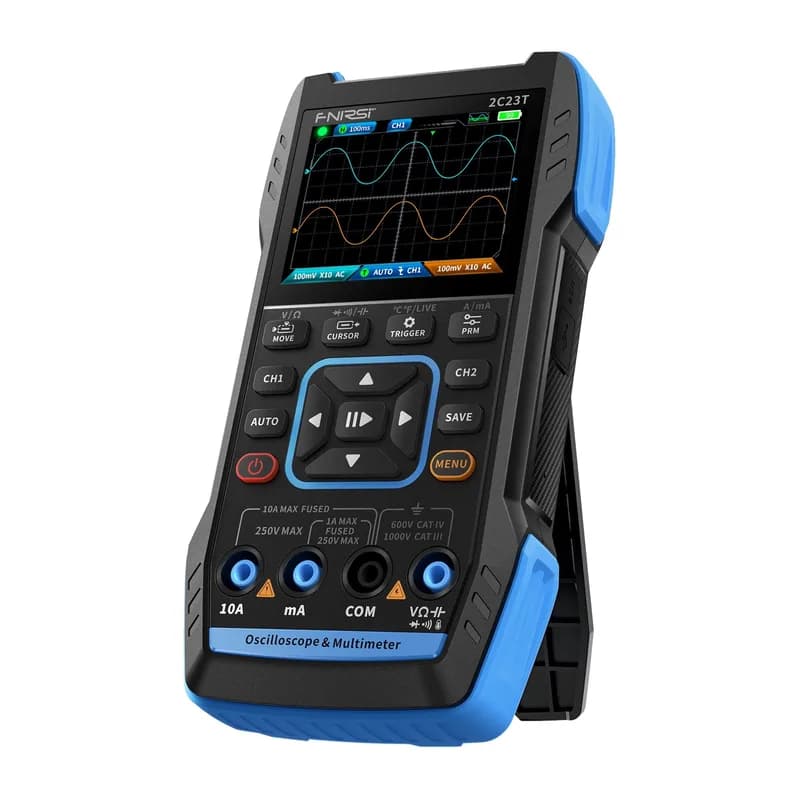FNIRSI® 2C23T Ручной двухканальный осциллограф 3-в-1, 10 МГц, 50 мс/с, мультиметр, генератор функций DDS