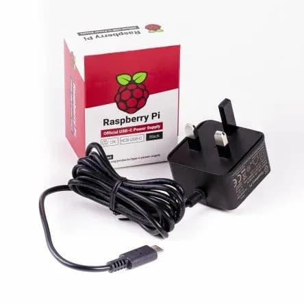 Официальный блок питания Raspberry Pi 15,3 Вт, USB-C с кабелем длиной 1,5 м, вилка для Великобритании, 5,1 В, 3 А, черный