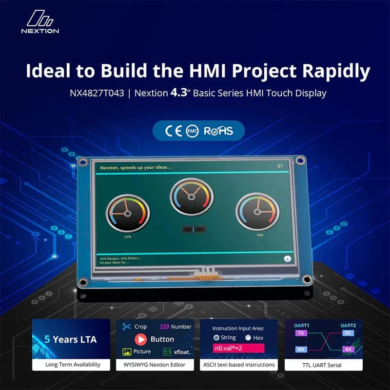 Nextion NX4827T043 Сенсорный дисплей HMI 4,3 дюйма (IPS)