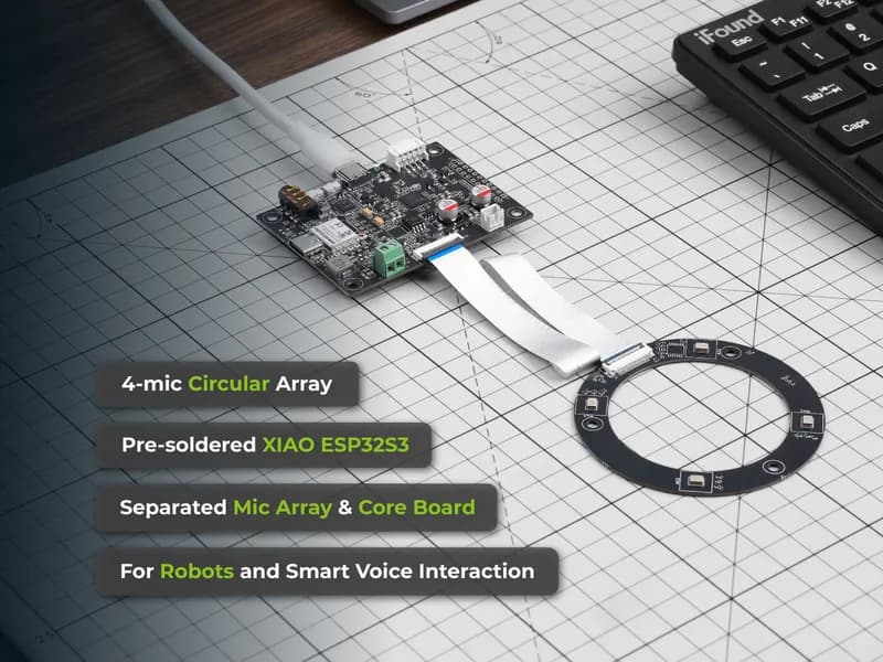 reSpeaker Flex XVF3800 Circular-4 с XIAO ESP32S3 | Микрофонный массив AI для робототехники и встроенного искусственного интеллекта