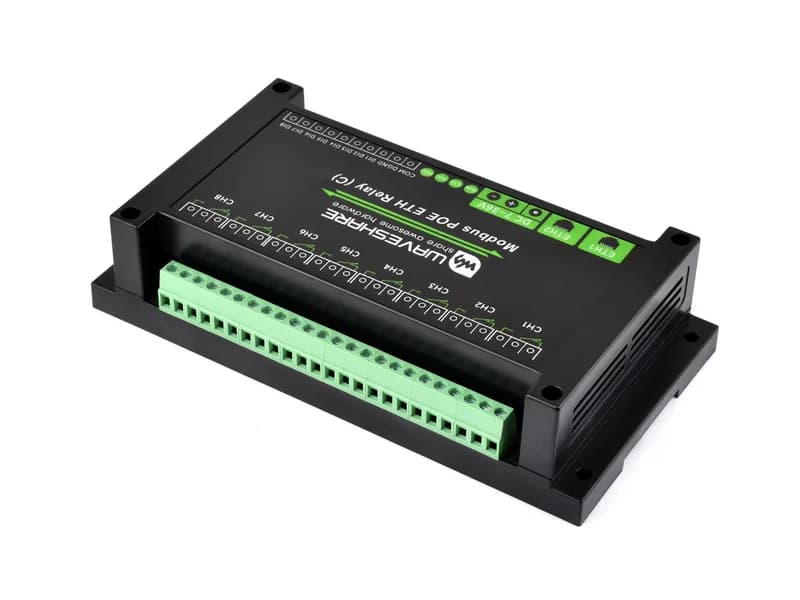 8-канальный релейный модуль Dual Ethernet – PoE, Modbus RTU, крепление на рейку