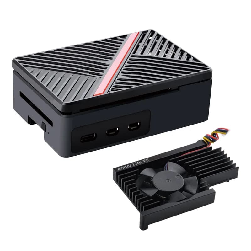 52Pi ABS корпус черный, белый цвет с охлаждающим вентилятором Armor Lite V5 для Raspberry Pi 5