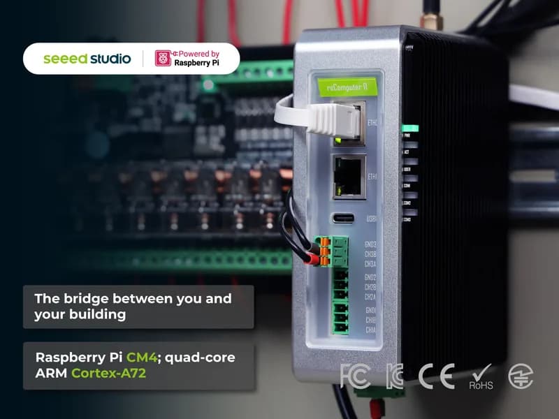 reComputer R1024-10 — шлюз и контроллер Raspberry Pi IoT, на базе CM4, с поддержкой AI | 4 ГБ ОЗУ, 16 ГБ eMMC