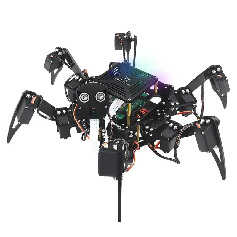 Комплект робота Freenove Big Hexapod для Raspberry Pi 5 4 B 3 B+ Zero 2 W, ходьба, самобалансировка, распознавание лиц, ультразвуковая дальность, управление приложениями, камера, сервопривод