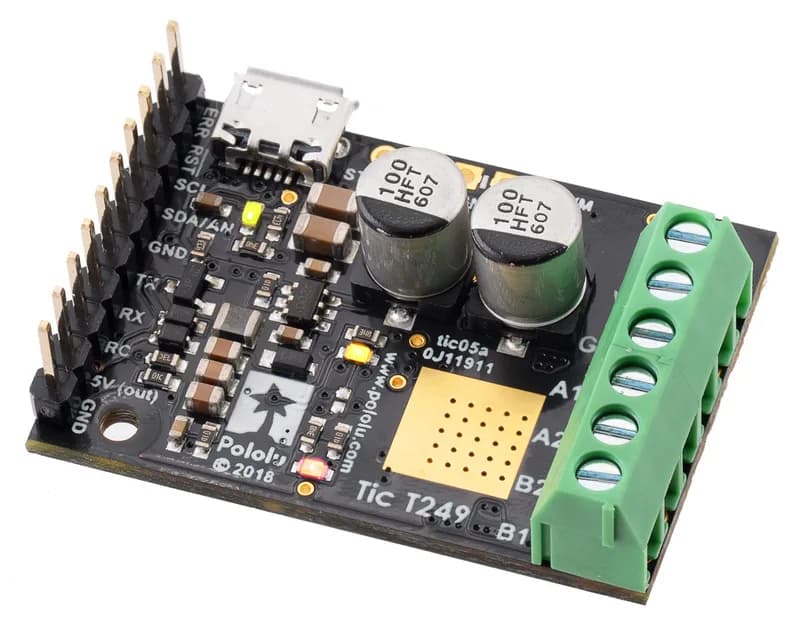 Многоинтерфейсный USB-контроллер шагового двигателя Tic T249 (припаянные разъемы)