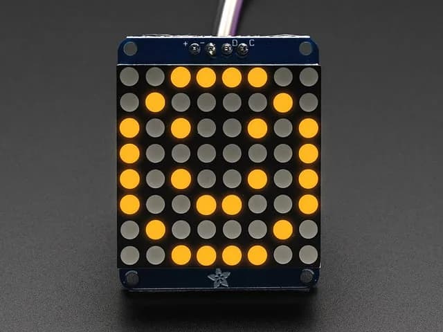 Adafruit Small 1,2-дюймовая светодиодная матрица 8x8 с рюкзаком I2C — желтый