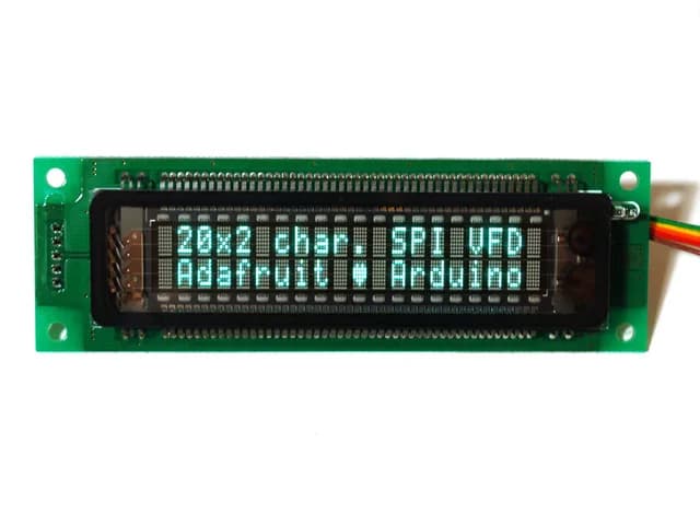 20x2 символов VFD (вакуумный флуоресцентный дисплей) — интерфейс SPI