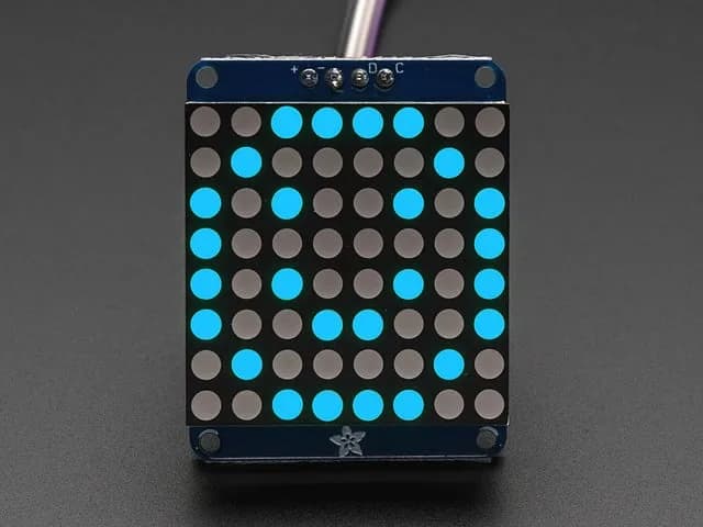 Adafruit Small 1,2-дюймовая светодиодная матрица 8x8 с рюкзаком I2C — синий