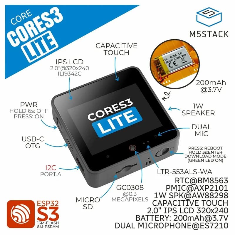 M5Stack CoreS3 Lite - ESP32S3 IoT