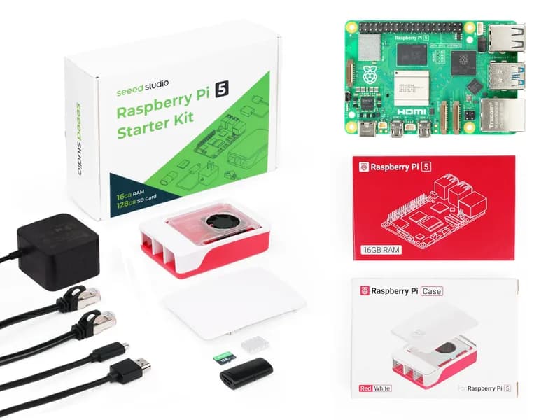 Стартовый комплект Seeed Studio Raspberry Pi 5 — 16 ГБ ОЗУ, карта Micro SD 128 ГБ с предустановленной 64-битной ОС Raspberry Pi