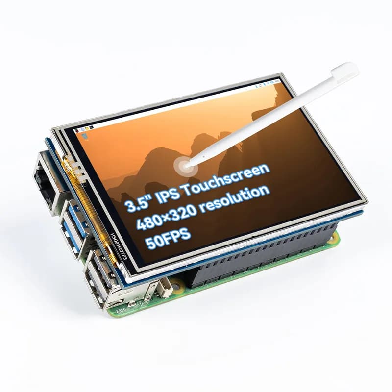 SunFounder 3,5-дюймовый сенсорный экран 480x320 с сенсорным экраном IPS LCD SPI со стилусом для Raspberry Pi 5/4B/Pironman 5/Max, 50 кадров в секунду, 65 тыс. цветов, 40 контактов, Trixie, Ubuntu, Kali Linux, RetroPie
