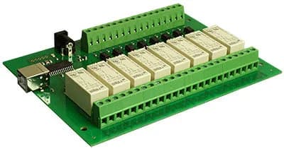 USB-OPTO-RLY816 - USB-модуль с 8 оптоизолированными входами и 8 реле 16А