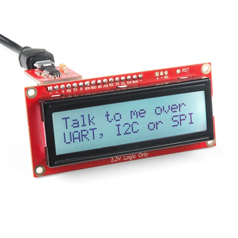 SparkFun 16x2 SerLCD - черный на RGB 3,3 В