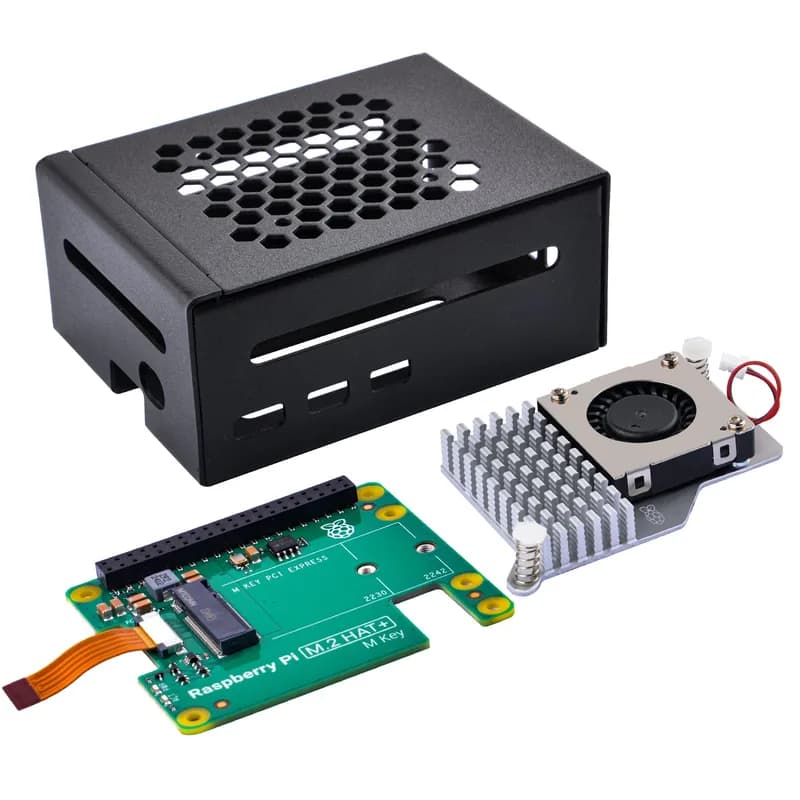 Металлический корпус 52Pi для Raspberry Pi 5, с M.2 HAT+ и активным кулером Raspberry Pi для Raspberry Pi 5
