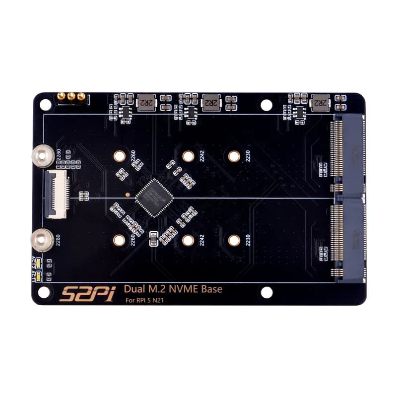 52Pi N21 Dual 2280 NVMe база для Raspberry Pi 5, поддержка двух твердотельных накопителей 2230/2242/2260/2280 NVMe