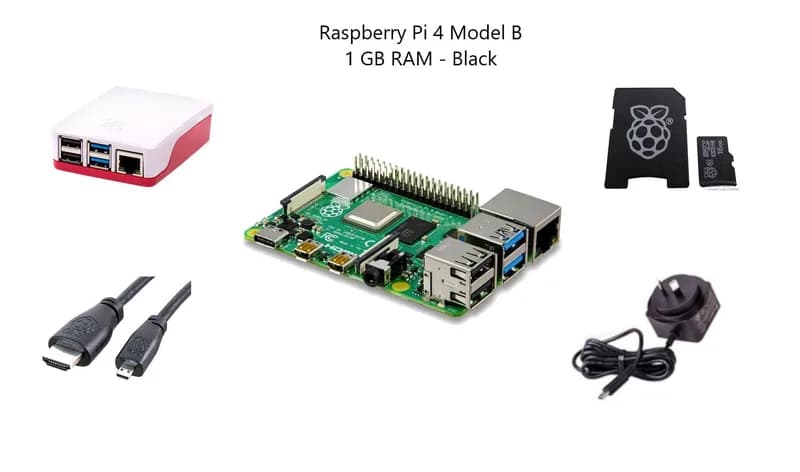 Стартовый комплект Pakronics® Raspberry Pi® 4 Model B, 1 ГБ — черный