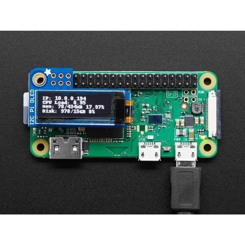 Adafruit PiOLED — монохромный OLED-модуль 128x32 для Raspberry Pi
