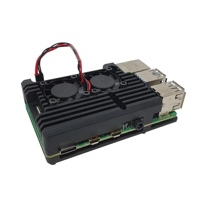 Радиатор с двумя вентиляторами (Lüfter + Kühlkörper) Gehäuse für Raspberry Pi 4 – Schwarz