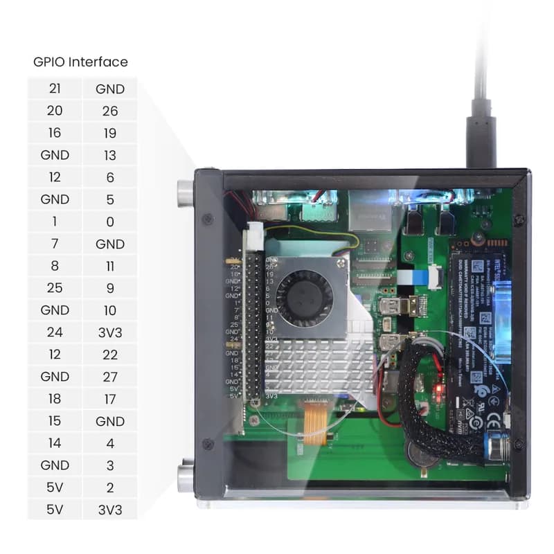 Корпус для мини-ПК с 1,3-дюймовым OLED-экраном для Raspberry Pi 5