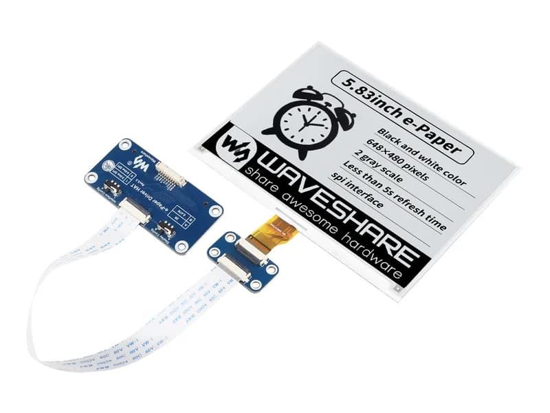 5,83-дюймовый E-Paper E-Ink Display HAT для Raspberry Pi, 648 × 480, черный / белый, SPI