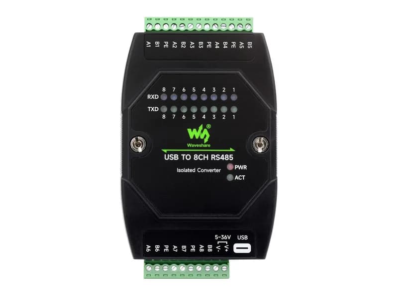 USB TO 8CH RS485 изолированный преобразователь промышленного класса, адаптер USB-RS485, несколько схем защиты, поддержка настенного и рейкового монтажа